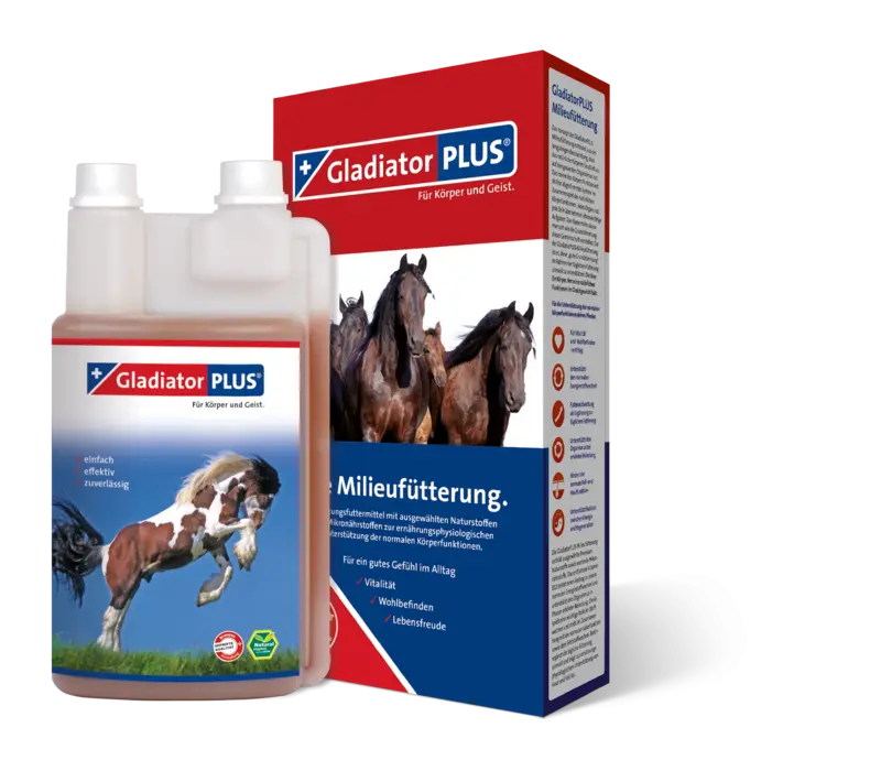 Gladiator Plus Pferd 0,5l Flasche + Verpackung